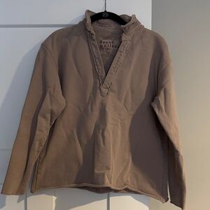 Frank & Eileen Taupe Pullover Top in Triple Fleece